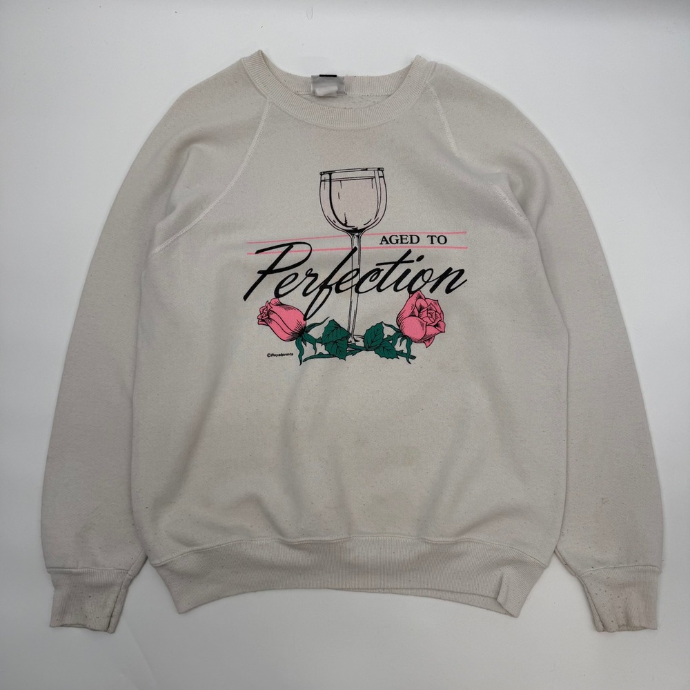 Lee Large Sweatshirt Cream 90s Aged to Perfection Wine Roses Graphic USA Made